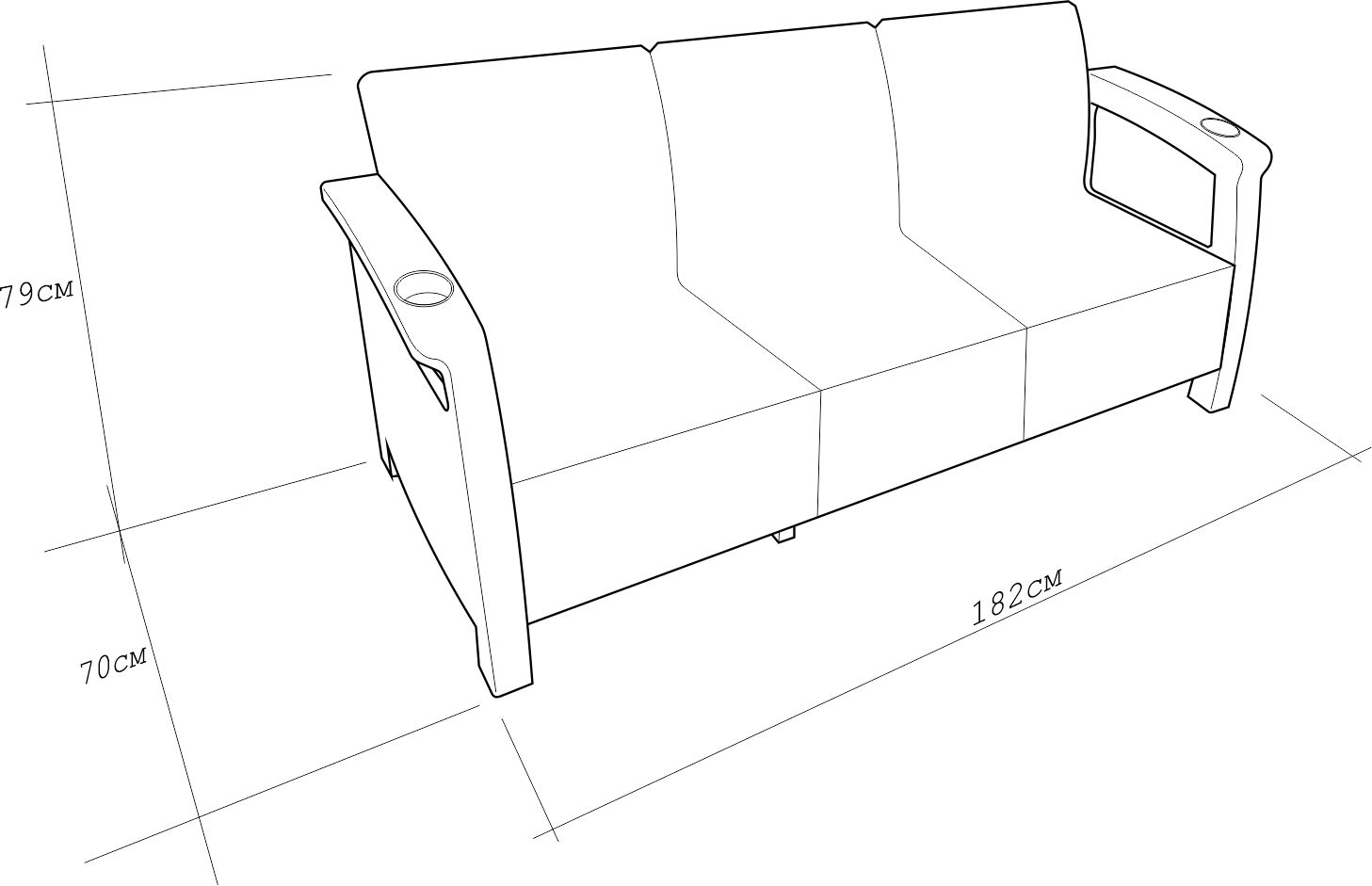 YALTA SOFA 3 SEAT белый